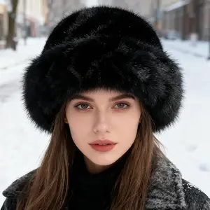 Winter Faux Fur Hat for Women Fluffy Soft Russian Hat Faux Fur Trimmed Warm Cap
