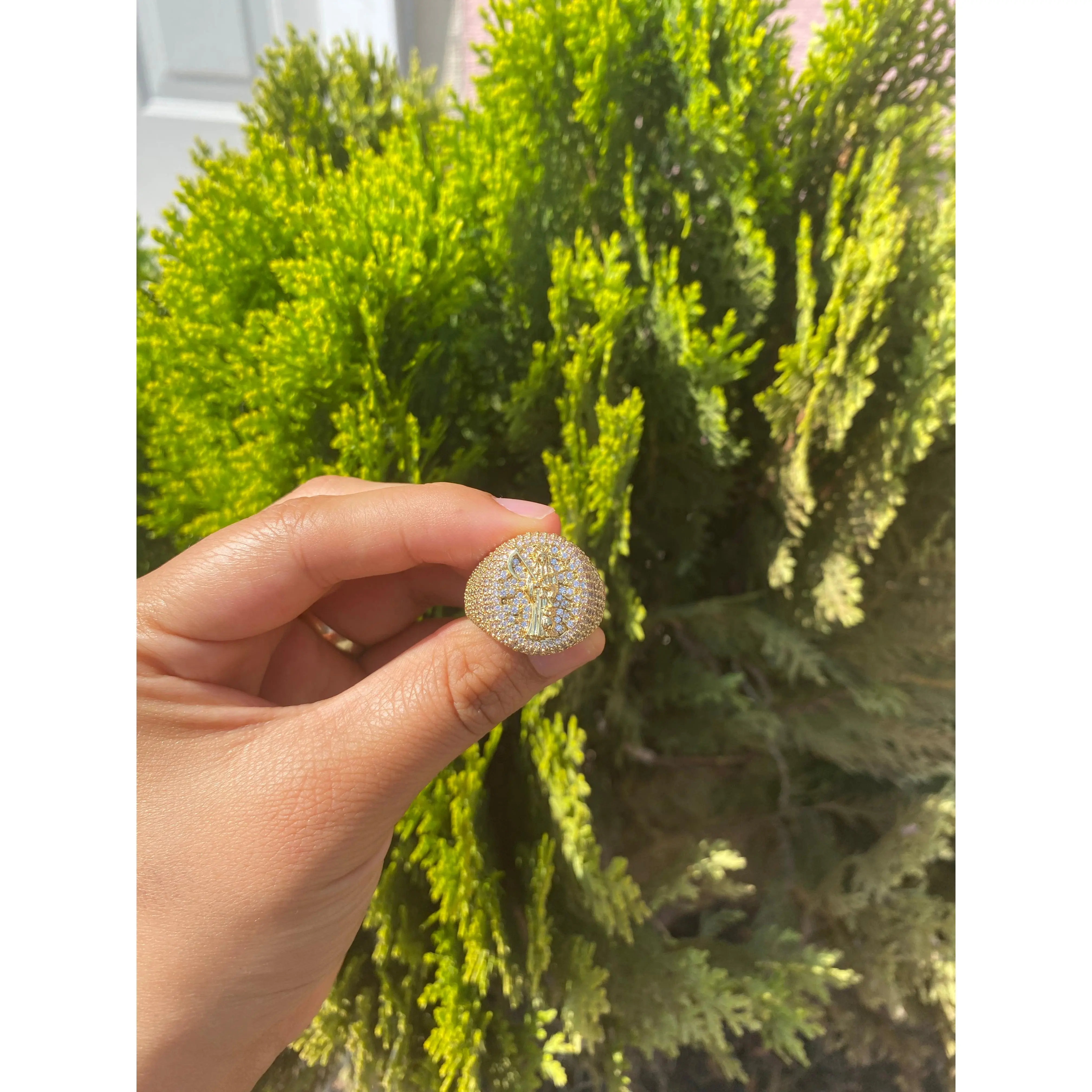 Santa muerte mens ring no green skin (holy death)