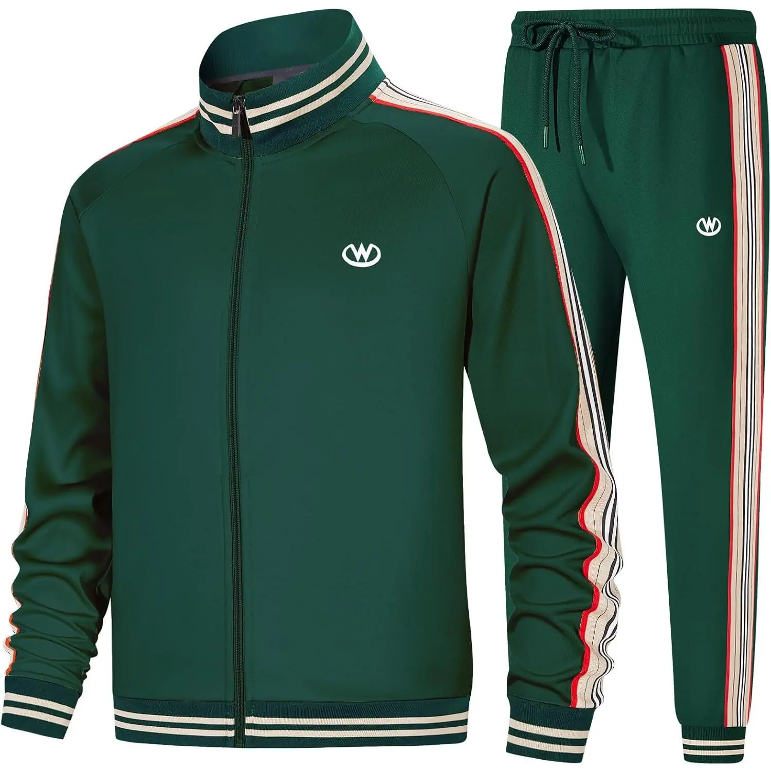 W JIANWANG Plaid Track Suits for Men Set Jogging Tracksuit Mens Sweatsuits Sport Jogger Sweat Suits Sports Clothes Outfits