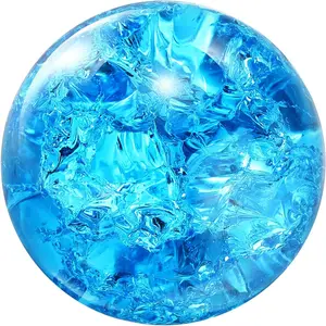 40mm/1.6"  Sphere Ball Ice Cracked Glass Solid Decorative Sphere  Ball Prop Ornament for Feng Shui Divination Fortune Telling Tabletop Fountain Decoration, Lake Blue