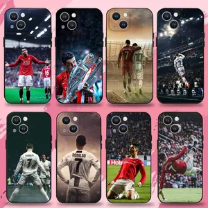 CR7 Football Star R-Ronaldo-ES Phone Case For iPhone 17 Air 16 15 14 13 12 11 Pro Max Plus ,Soft Silicone Black Cover