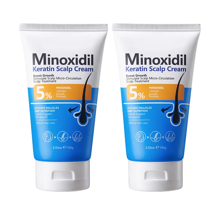 5% Minoxidil Hair Growth Scalp Massage Cream with Keratin & Ginger, Haircare Treatment for Men & Women, Prevents Hair Loss, Repairs Follicles, Strengthens Roots