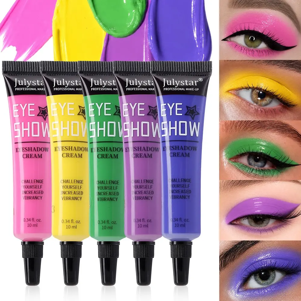 Neon Eyeshadow Cream, 5 Vibrant Colors, Waterproof Long-Lasting, Multi-Use as Eyeshadow, Lip Gloss & Face Paint, High Pigment Blendable Formula