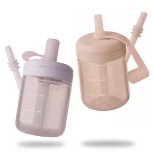Baby Straw cup| Silicone Toddler Sippy Cup Training Cup with Straw Lid| BPA-Free Drop-Proof Cup| Baby Led Weaning| 6 Months+, 5 oz, 2pack