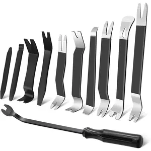 AutoTrim 11 Pack AutoTrim Removal Tool Kit - Metal Pry Tool, Audio & Radio Panel, Dashboard Repair Kit for Vehicle Door Panel & Audio Radio Panel Car