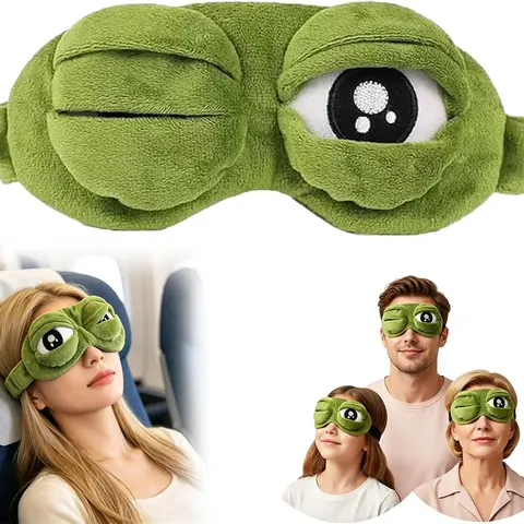 Funny 3D Frog Eye Mask-1pc, Soft Fabric Total Blackout Cute Animal Eye Sleeping Mask for Family, One Size Fashion Accessory Gift for Travel & Napping