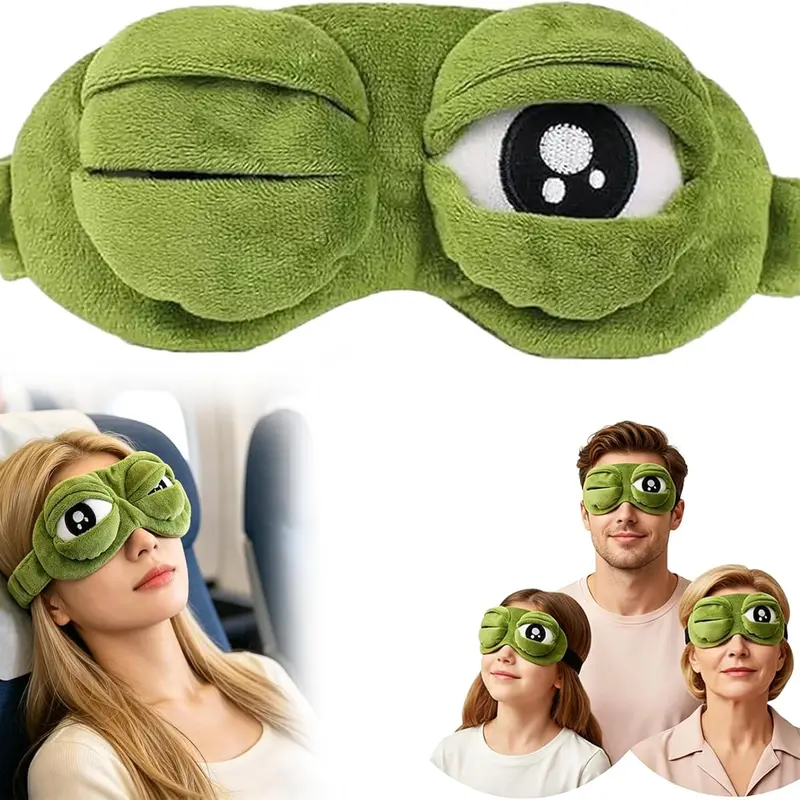 Funny 3D Frog Eye Mask-1pc, Soft Fabric Total Blackout Cute Animal Eye Sleeping Mask for Family, One Size Fashion Accessory Gift for Travel & Napping