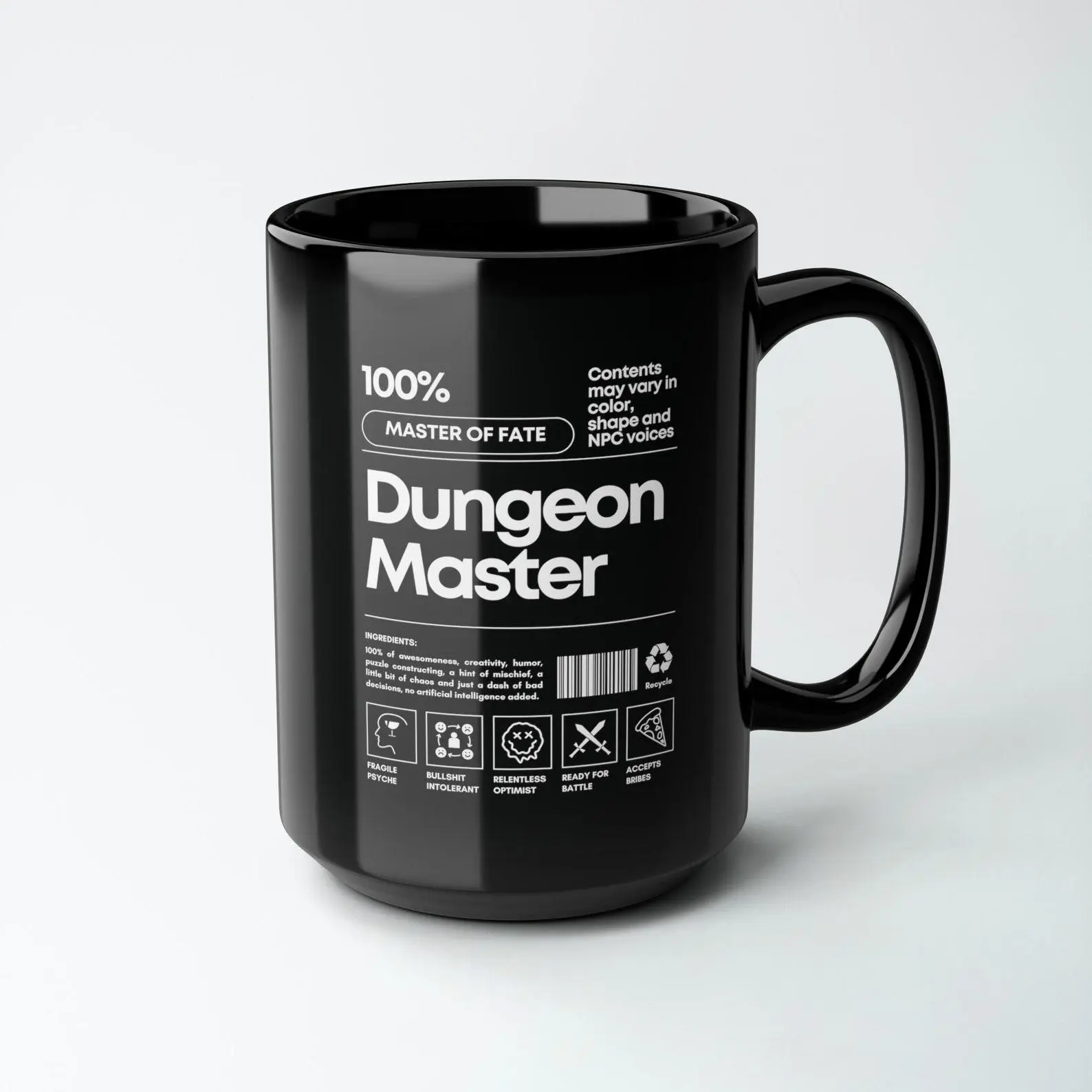 [Sale Up To 40% + Freeship] Dungeon Master DnD Mug 'Ingredients' - Dungeons and Dragons, dnd player gifts