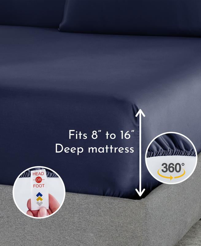 Luxury 1000 Thread Count Bed Sheets Set - 100% Cotton Sateen - Soft, Thick & Deep Pocket