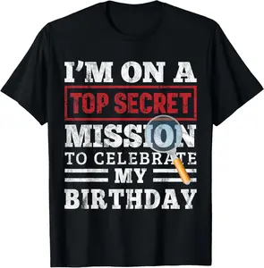 100% Cotton Spy Birthday Party Theme Top Secret Mission Shirt T-Shirt