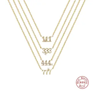 Aide 925 Sterling Silver Angel Number Necklace For Women Gift 111 333 444 777 Manifest Guidance Protection Luck Pendant Necklace