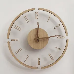A transparent acrylic wood-grain digital wall clock, featuring a creative, silent design with no ticking sound, suitable for living rooms, bedrooms, kitchens, offices, or home décor. A Christmas or New Year's gift. home decor
