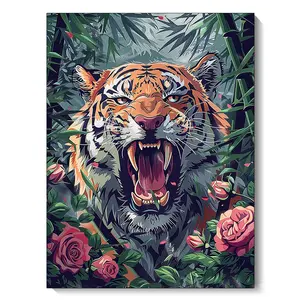 DIY Diamond Painting Jungle Tiger Diamond Cross Stitch Kit Animals Suitable for Adult Handicraft Lovers Gifts