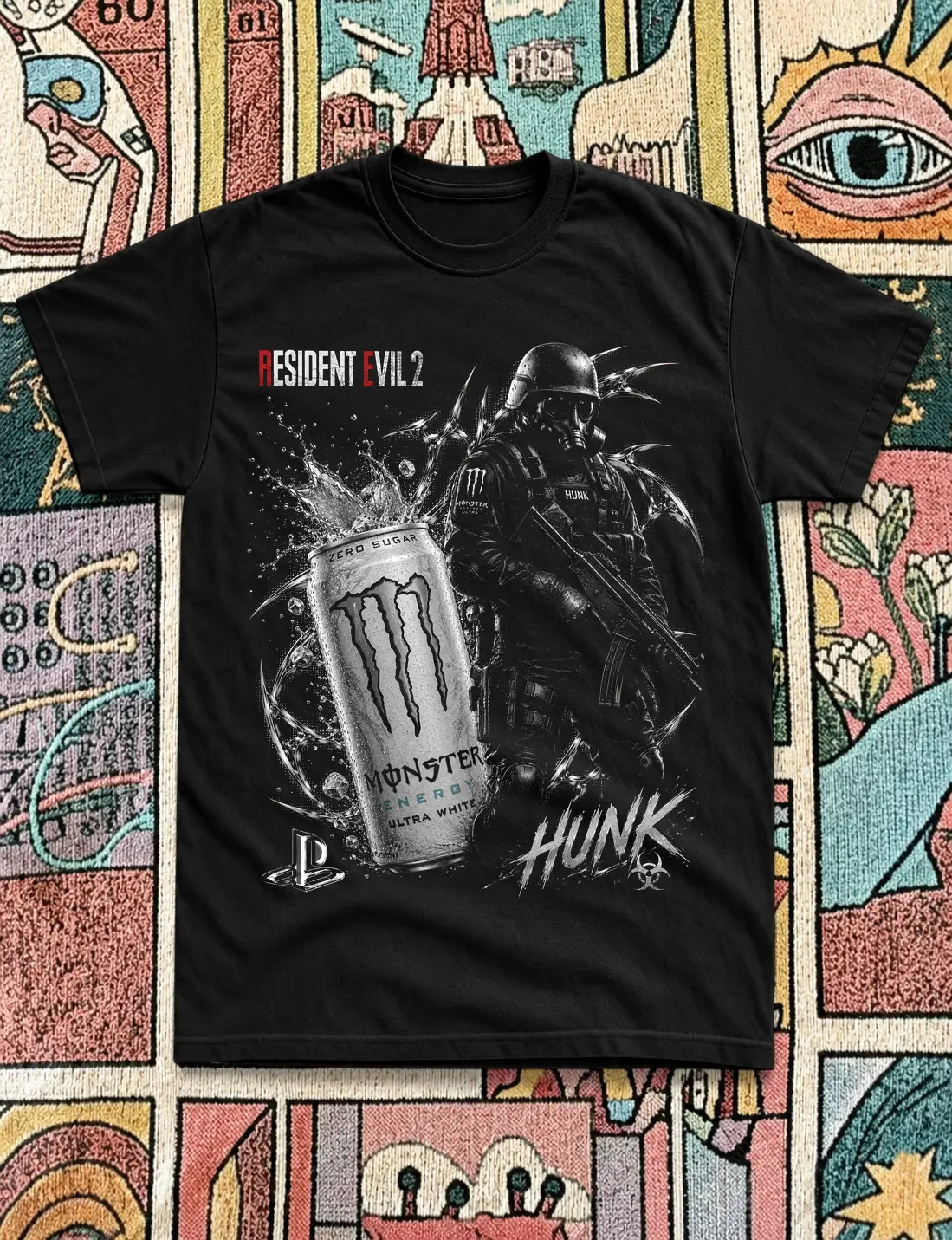 Resident Evil 2 HUNK Graphic T-Shirt, Tactical Gamer Shirt, Survival Horror Tee, Retro Gaming Shirt, PlayStation Graphic Tee, Y2K Streetwear Unisex