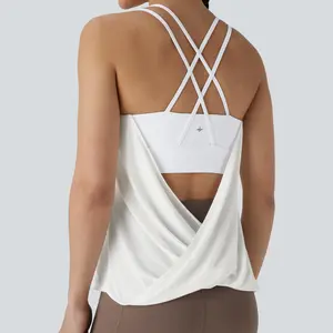 Halara Double Straps Pleated Quick Dry Yoga Cami Top