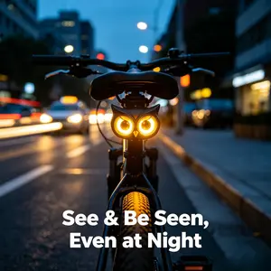 Owl Devil Eye Bike Tail Light, 100+ Dynamic Modes, APP Customizable DIY Patterns, USB Charging, Waterproof, Shockproof, Cycling Safety Warning Light