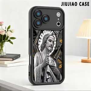 Phone case for iPhone 17 Pro Max 16 Plus 15 14 13 12 11 Air Plus Christ Jesus GOD and money Pattern Advanced fashion gift Shockproof Silicone TPU Bumper Drop Protection Soft Cover