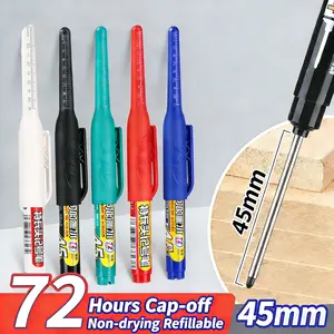 Long Nib Marker, 45 mm Long Head Deep Hole Marker Pens, Fine Nose Tip Deep Reach Permanent Paint Markers for Kitchen Organization, Marking Pen for Drilling, Carpenter, Woodworking, Construction