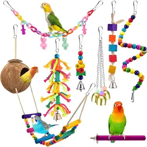 Bird Toys, Parrot Swing Parakeet Ladder Conure  Perch Bird  Toys Cockatiel  Bell Toys for Parakeet, Conure, Cockatiel, Mynah, Love Birds, Finch, Small Pet Birds