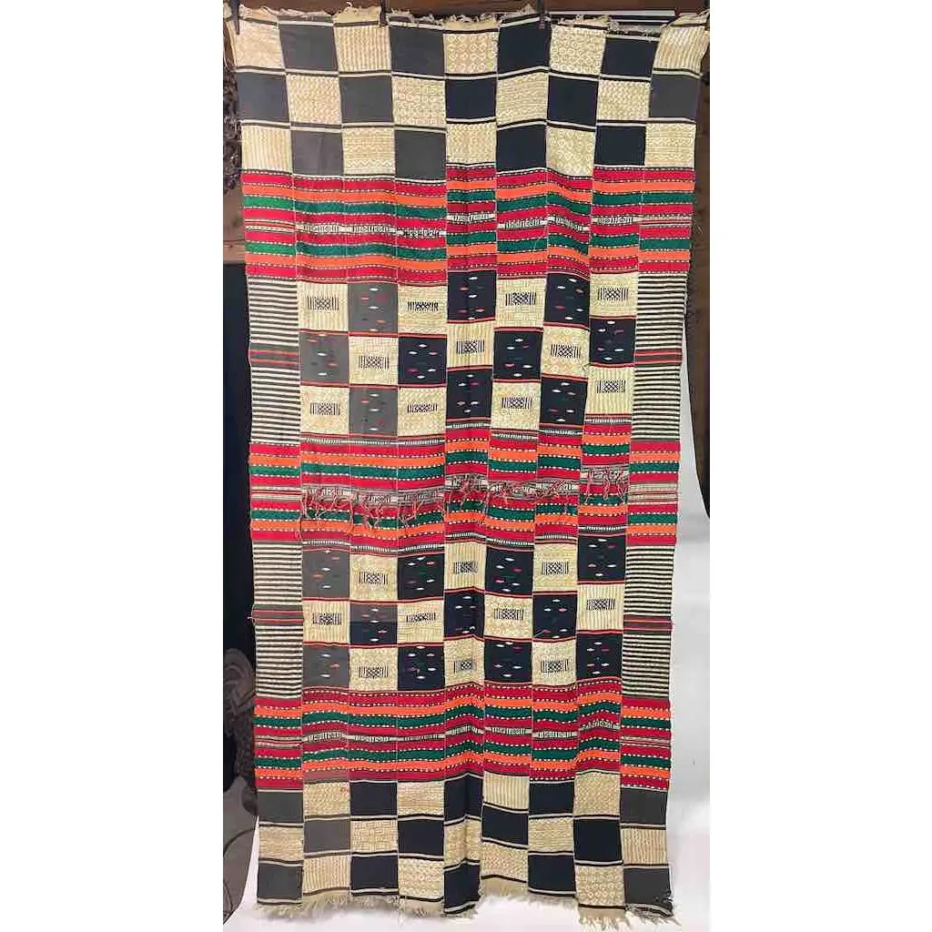 XL Fulani Peulh African Colorful Mudcloth Textile | 90 x 43"