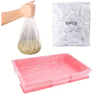 50 Pieces Pet Tray Liner, Disposable Small Animal Cage Pad, Rabbit Cat Litter Bag, Guinea Pig Toilet Plastic Film, Suitable for Birds, Hamsters, Hedgehogs, Bird Supplies