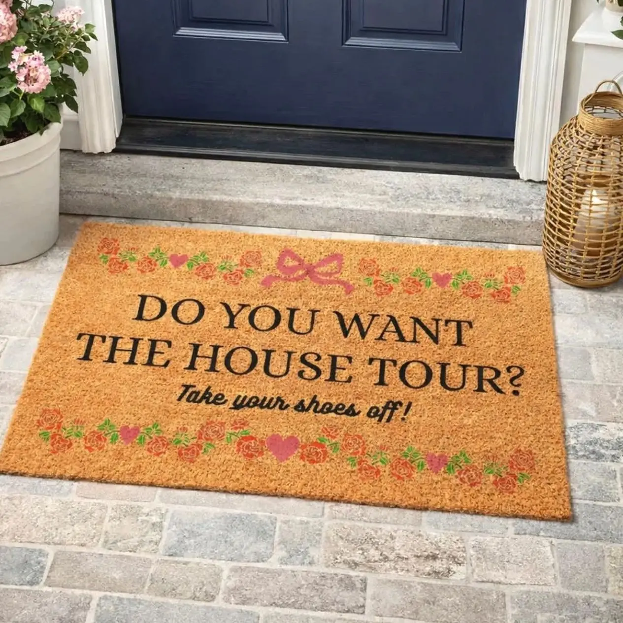 House Tour Doormat, Take Your Shoes Off, Funny Doormat, Floral Door Mat, Housewarming Gift, New Home Gift, Home Decor, Fan Merch Gifts
