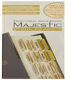 Majestic Traditional Gold-Edged Bible Tabs - 84 Pre-Cut Tabs for Quick Scripture Navigation with Elegant Gold Edging & Double-Sided Printing