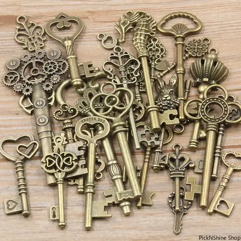 Metal Key Charm Pendants, 50g/Pack Bulk Bracelet Charms, Basic Craft Supplies for DIY Jewelry Making & Small Business Accessories Needs, Bracelet Charms Bulk