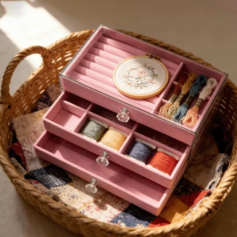 Sewing Tool Storage Box Multi-Layer Sewing Kit Set Home Craft Organizer Case Button Zipper Accessories Box Portable Sewing Bag