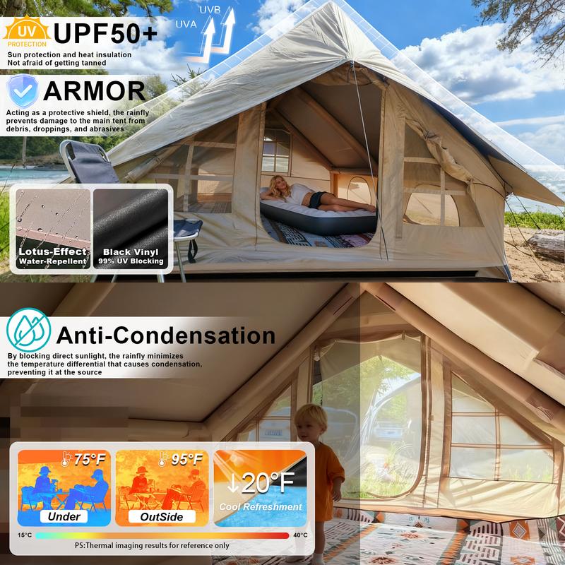 SENLEETO 8-10 Person Instant Cabin Tent - 129 Sq Ft 4-Season Family Tent, 5-Min Setup with Stove Jack Port & Skylight, Waterproof for Camping