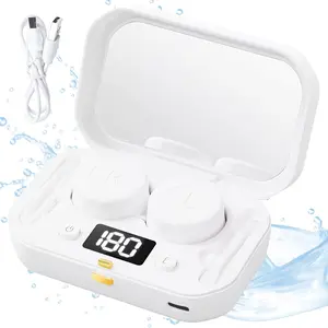 Contact Lens Case, Portable Ultrasonic Contact Lens Cleaner with 4 Timing Modes, 360° High-Frequency Vibration for Cleaning Soft Lenses, Colored Contact Lenses