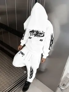 Men's Hooded Sweatshirt and Pants Set, Kangaroo Pocket Drawstring Hoodie + Waistdrawstring Sport Long Pants, Casual Fall & Winter Fashion