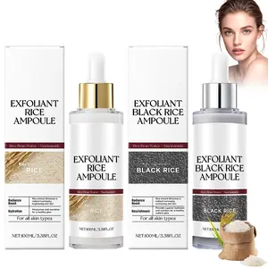 2pcs Black and White Rice Exfoliant, Rice Ampoule Duo, White and Black Rice Exfoliating Peeling Solution for Face and Body, Deep Moisturizing Pore Minimizing (2pcs)
