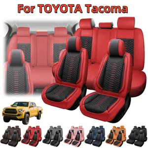 For Toyota Tacoma 5 Seat Covers 2014-2023 Full Set, Premium Napa PU Leather Full Surround Non-Slip Waterproof Pickup Truck Car Interior Accessory