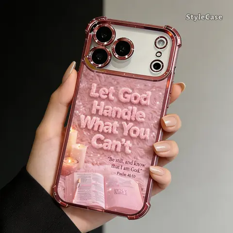 Christian "Let God Handle It" Bible Psalm Faith Phone Case for iPhone 12-18 Pro Max Plus Air, Transparent Soft TPU Hard Shell, Shockproof Anti-Drop Protector Cover with Full Camera Coverage, Slim Durable Flexible Cellphone Accessory (DDSJ260907001), Iphon