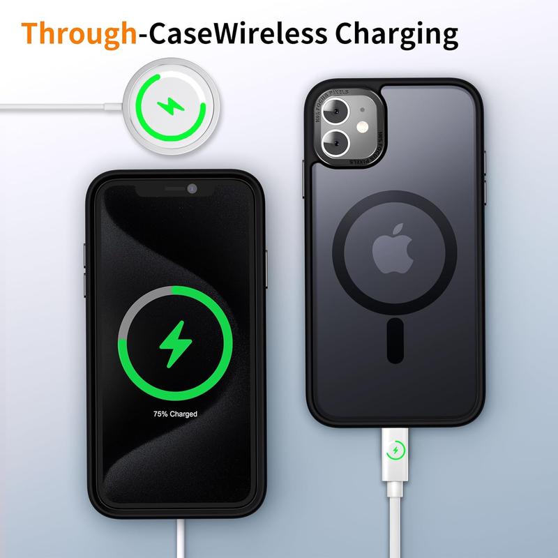 Magsafe iphone case,for iPhone 11 Case Compatible with Magsafe, 360° Full Body Shockproof Heavy Dropproof, Mysterious Black