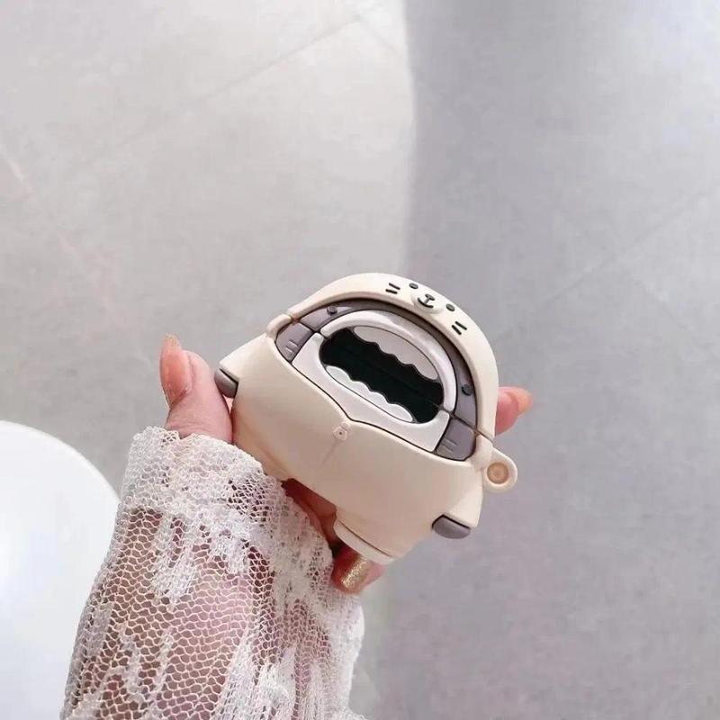 Cute Shark 3D Cartoon Silicone Cover for AirPods Pro 1/2 with Keychain  airpods pro case  air pods case