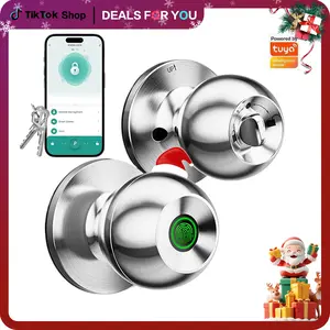 Mother's Day Gift Fingerprint Soor Lock 1 Count Smart Door Knob  with APP Technology Control , Keyless Entry Security Electronic Smart Lock, Biometric Lock Great for Room stuff  , Garage, Apartment, office, Room Accessories, Stocking Fillers Gift