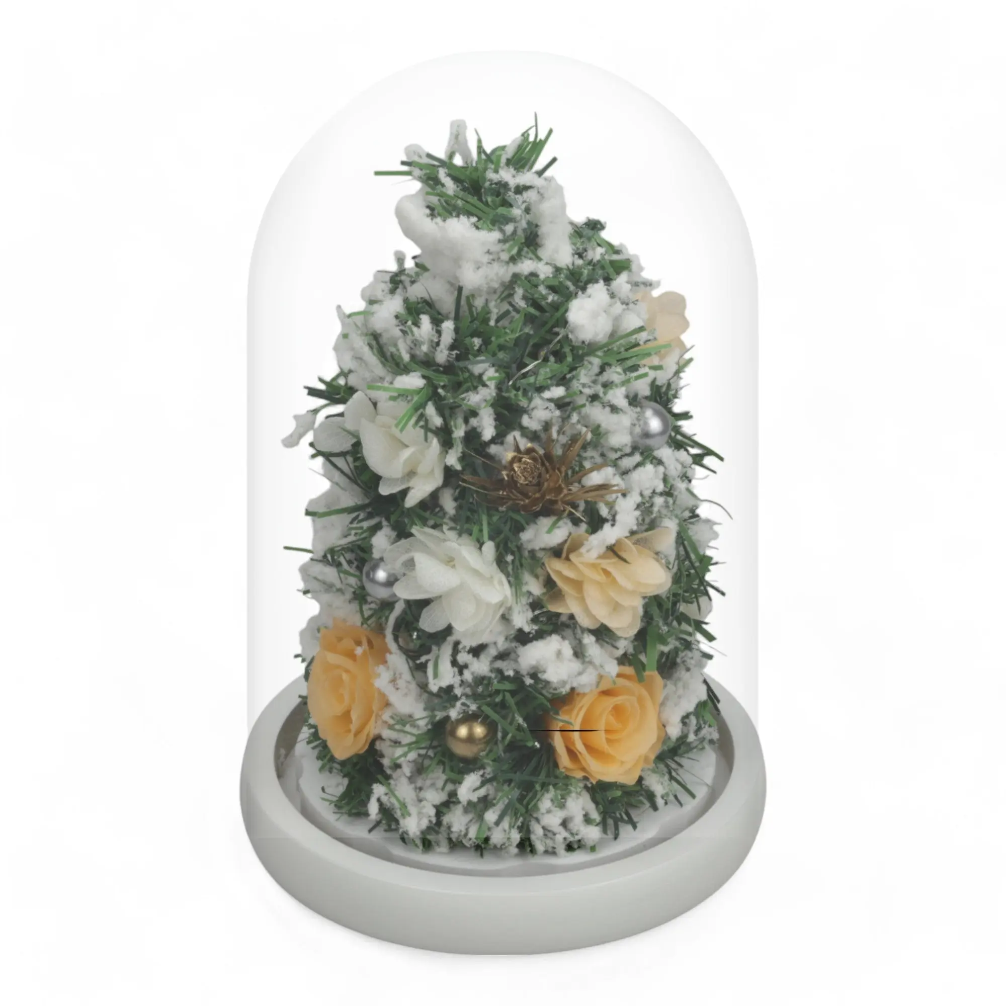 GLAMOUR BOUTIQUE Glass Christmas Tree Ornaments Decor Box, Holiday Decoration for Home & Garden Snow Charm