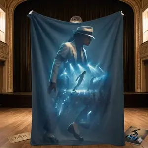 Music Icon Flannel Blanket MJ Star Print Super Soft Warm Cozy Lightweight Perfect for Concerts Music Room Decor Holiday Gifts Dance Studio Snuggle on Sofa Travel Christmas Halloween Gift