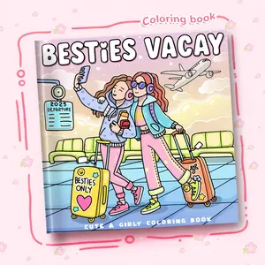 1pc Bestie Vacation-Style Coloring Book, with delicate and clear line art, high-quality paper, stress-relieving features, home leisure coloring book, parent-child interaction, perfect Valentine's Day gift, adult coloring book