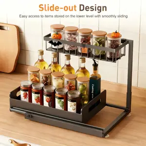 2-layer Sink Organization Rack, Sink Storage Rack, Under-sink Storage Rack, Sliding Pull-out Cabinet Organization Rack, Metal Sliding Drawer, Used For Organizing Racks In Kitchens, Bathrooms, Refrigerators, Cabinets And Wardrobes