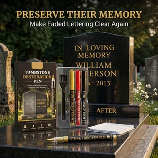Gold Tombstone Marker Set | For Restoring Faded Lettering On Tombstones And GraniteSurfaces | Weatherproof Quick-dry Oil-based Formula Fine Tip Design |Suitable CemeteryMaintenance And Marble Tile Color Restoration
