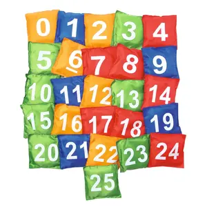 5" Assorted Bright Colors Square Number Nylon Bean Bags - 26 Pc.