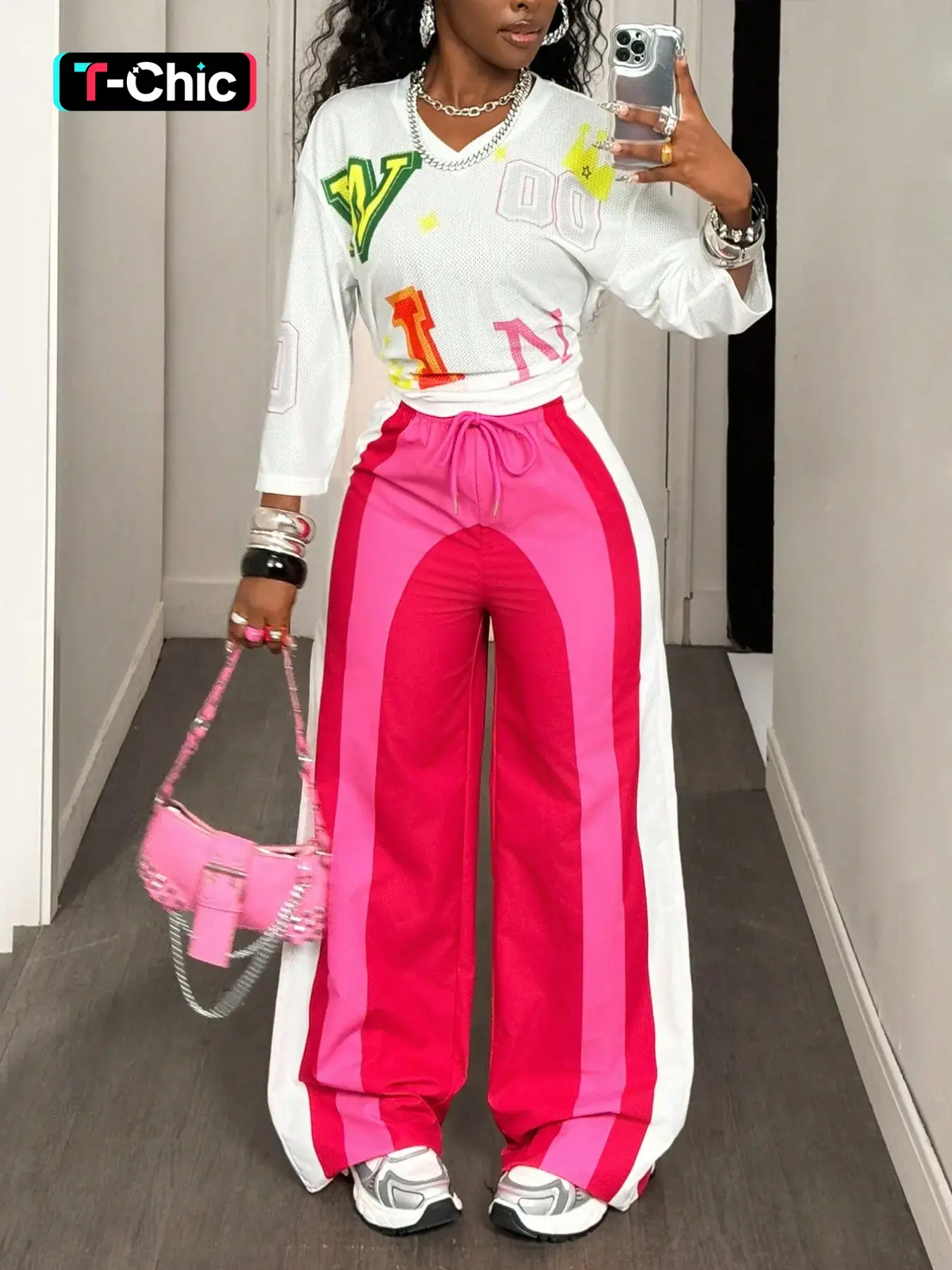 Women's Fashion Summer Thin Colorblock Print Pants, Quick-Dry Loose Wide Leg Trousers, Ladies Woven Breathable Long Casual Pants, Flared Streetwear, Casual Chic Trousers, Casual Lounge Pant, Casual Loose Fitted