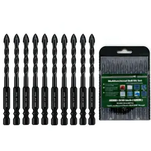 5mm Concrete Drill Bit Set, 10 count 3/16 inch Masonry Drill Bit Set Ceramic Brick Drill Bit Industrial Cemented Carbide Tip YG6X, Hex Shank for Glass, Soft Ceramic Tile, Mirror, Plastic.
