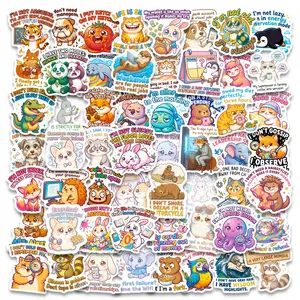 56PCS Funny Animal Quote Stickers Waterproof Vinyl Decals for Laptop Water Bottle Scrapbook Car