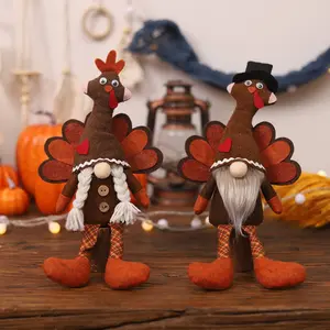 Thanksgiving Table Decorations Set, Handmade Plush Turkey Gnomes, Fall Home Decor, Farmhouse Tiered Tray Accessories, Fireplace Decoration
