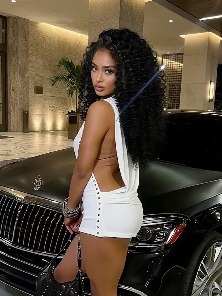 Summer Basic Sleeveless Hollow Out Mini Dress |Slim Fit Street Style Casual #SummerWomenswear#StreetStyleFashion #BasicDress #CasualWear