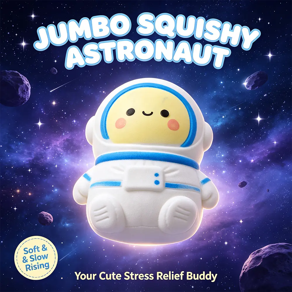 Jumbo Astronaut Squishy Toy, Shaving Cream Filled Fast Rebound Stress Relief Squeeze Fidget Toy, Cute Kawaii Space Desk Toy Gift for Kids and Adults, DIY